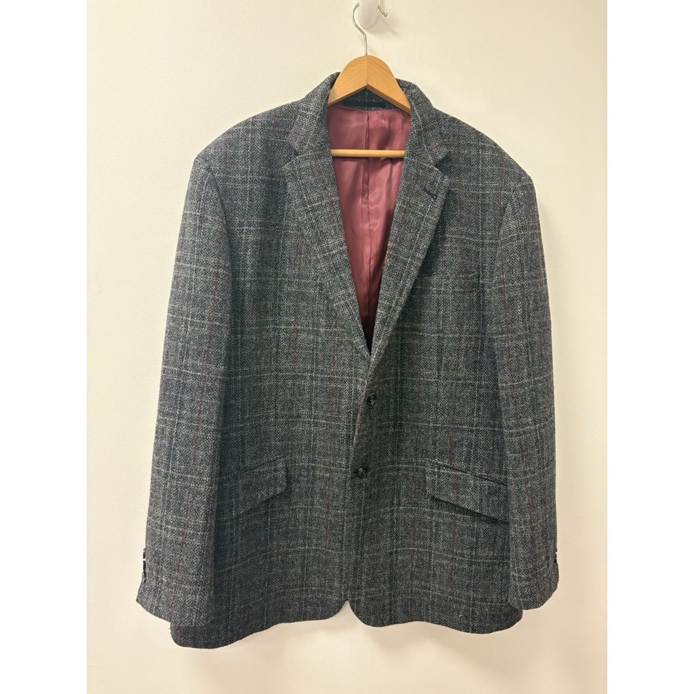 Vintage Harris Tweed Sport Coat 46/47 Gray Blazer Hand Woven 100% New Wool